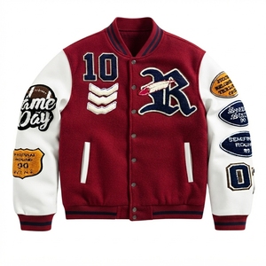 Veste de baseball unisexe personnalisée en laine écologique coupe-vent avec design Letterman et broderie de logo personnalisée - Product Image 2