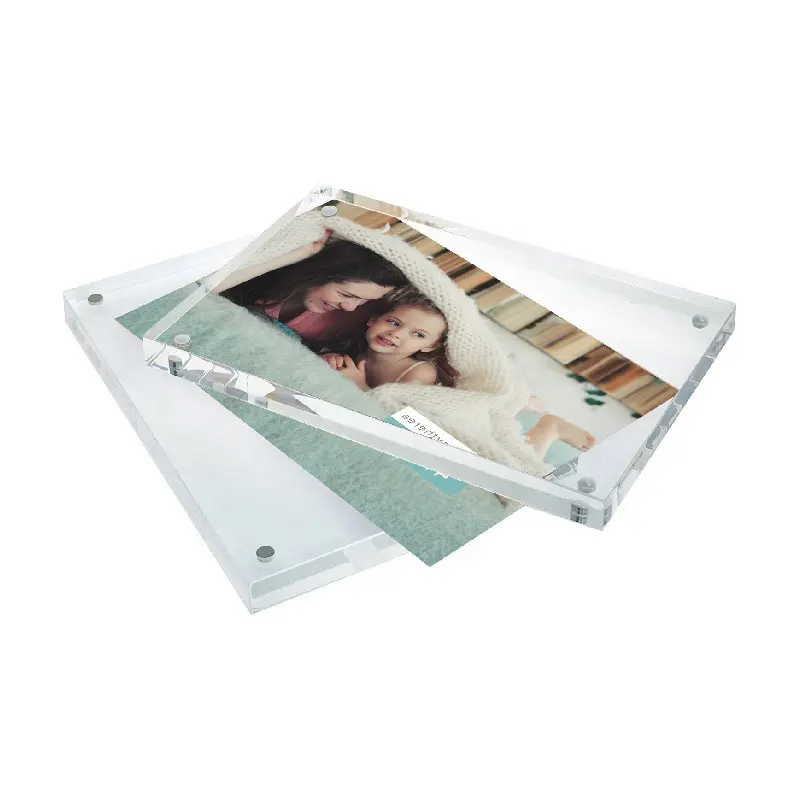 4X6" Transparent Acrylic Photo Frames Block Frame For Home Accessories Magnetic Menu Holder