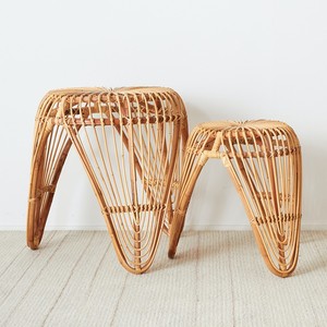 Rattan furniture boho style <b>outdoor</b> french bar <b>stool</b> cheapest cost handcrafted pouf <b>stools</b> - Product Image 4