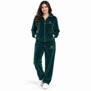 Veste de survêtement unisexe grande taille en velours doux uni, délavé à l'acide, 100 % polyester, respirante et écologique, avec fermeture éclair intégrale - Product Image 3