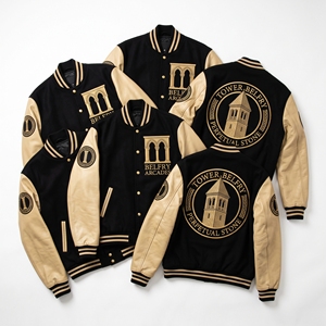 Wholesale Letterman Jacket <b>Maroon</b> Wool Varsity <b>Coat</b> Crystal Vault Gypsum Bloom Embroidery Cream Leather Sleeves Bomber Outerwear - Product Image 3