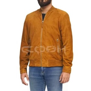 Chaqueta Bomber Clásica de Cuero Suede Marrón para Hombre, Proveedor de Ropa Exterior de Moda con Cierre de Cremallera - Product Image 4