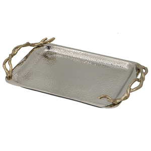 Plateau en aluminium de luxe fait main au design moderne, unique, plaqué argent, pour la décoration de la maison, le service de nourriture et de fruits, accent décoratif pour la maison - Product Image 4