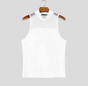 Débardeur en maille à col roulé pour homme, couleur unie, style streetwear, respirant, séchage rapide, sans manches, en polyester - Product Image 3
