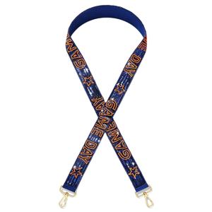 Sangles de sac de perles de rocaille en or blanc personnalisées Star Game Day 'Hook Em Horns' Accessoire à la mode Sangle de sac à main perlée - Product Image 1