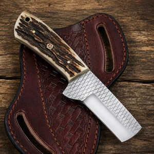 Couteau de chasse artisanal avec manche en bois de cerf, étui en cuir, lame à pointe tombante en acier inoxydable, qualité industrielle OEM pour le camping et la survie - Product Image 4