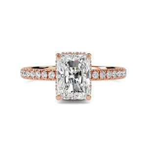 Lab Grown Radiant Hidden Halo Vintage Engagement Anniversary Shoulder <b>Set</b> <b>Ring</b> 0.65 Ct in 18K Yellow White Rose <b>Gold</b> Platinum - Product Image 2
