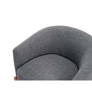 Poltrona con Gambe in Legno Massello e Struttura Resistente, Stile Contemporaneo, Rivestimento Grigio Confortevole per Soggiorno, 1 Pezzo - Product Image 4