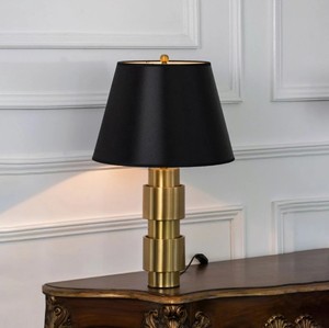 Modern Gold Metal <b>Table</b> Lamp with Black Fabric Shade Simple Design Middle Size Luxury Hotel <b>Bedside</b> Lamp for Home Decor Lighting - Product Image 2