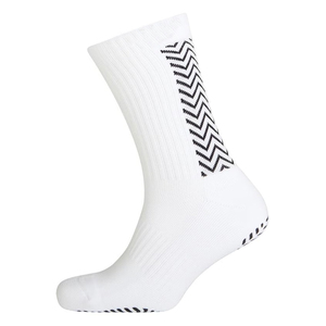 Anti Slip <b>Grip</b> Soccer <b>Socks</b> <b>White</b> Crew Athletic <b>Socks</b> With Black Zigzag Pattern And Anti Slip <b>Grip</b> Sole For Running And Sports - Product Image 4