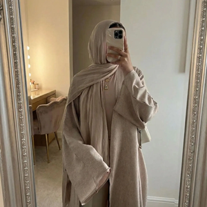 Robe Abaya élégante et modeste pour femmes musulmanes, style Dubaï, cardigan uni, pour le Ramadan, Jalabiya de fête islamique, Kaftan turc marocain - Product Image 5
