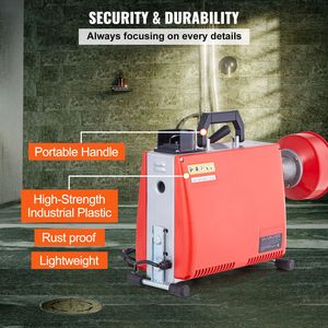 Sonda Elettrica per Fognature da 250W, 20m x 5/8 Pollici, Macchina Puliscitubi con Alimentazione Manuale, 7 Lame, 2 Cavi in Acciaio - Product Image 6