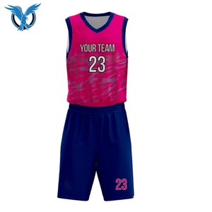 Conjunto de Uniforme de Baloncesto Personalizado, Camiseta sin Mangas con Cuello en V en Camuflaje Rosa con Pantalones Cortos Azules, Ropa Deportiva Unisex para Adultos que Absorbe la Humedad - Product Image 2