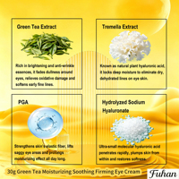 Crème Contour des Yeux Raffermissante et Réparatrice au Thé Vert, Extrait de Tremella PGA, Hydratante, Atténue les Ridules, Effet Lifting, Rafraîchissante, Anti-rides