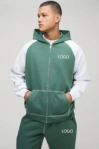 เสื้อฮู้ดซิปเต็มตัวสีฟ้าอ่อนและสีเทาสำหรับผู้ชาย พร้อมกางเกงจ็อกเกอร์เข้าชุด  รับผลิตแบบ OEM ODM ขายส่งเสื้อผ้า - Product Image 6