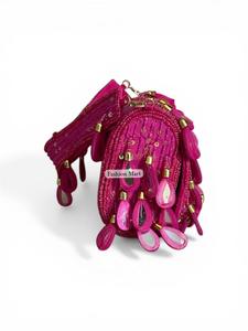 <b>Hot</b> <b>Pink</b> Beaded Handbag for Women Handmade Sequin Fringe Party Clutch <b>Bag</b> - Product Image 5