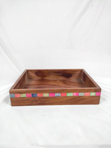 Plateau de table bouddhiste en bois massif poli, fait main et personnalisé, pour la décoration de la maison, la cuisine, les desserts et les gâteaux - Product Image 2