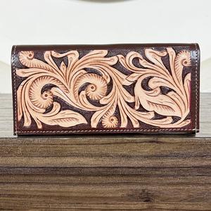 2026 Best Seller Handmade Cowboy Genuine Leather Floral Hand Tooled Western <b>Men</b> <b>Wallet</b> With Deck of Card Hand Carved <b>Men</b> <b>Wallet</b> - Product Image 5