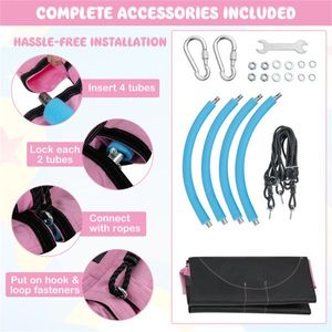 Altalena a disco rosa da 40 pollici con 2 metodi di sospensione, rotazione a 360 gradi, corde regolabili, lunghezza regolabile da 46,5 a 68 pollici - Product Image 6