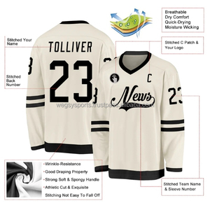 Maillot de hockey sur glace imprimé 100 % polyester respirant de haute qualité, sans manches, personnalisable, design Toronto, unisexe, pour adultes, vente en gros - Product Image 3