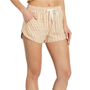 Soft Cotton Striped Women Shorts With Pockets Loose Fit Drawstring Waist Vacation Beach Wear Bermuda <b>Lounge</b> Wholesale Custom 202 - Product Image 4