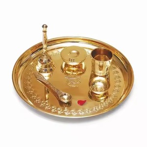 Premium Spiritualware Brass Pooja Thali Antique Design Elegant Style <b>Mandir</b> Plate Decor - Product Image 4