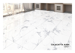 กระเบื้องพอร์ซเลนสมัยใหม่ขนาด 600x1200 มม. ลาย Calacatta Aura สีเทา สำหรับผนังภายใน - Product Image 3