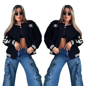 Chaqueta Varsity de Algodón para Mujer, Otoño Invierno 2026, de Alta Calidad, Holgada, Resistente al Viento, Cómoda, Estilo Urbano, Diseño Liso - Product Image 1