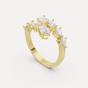 Bague tendance pour femme en or plaqué avec diamant de laboratoire en forme de poire certifié IGI, design unique - Product Image 2