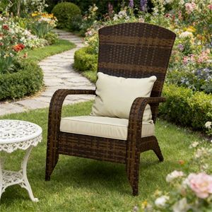 Sedia da terrazza e da giardino bianco crema con schienale - Product Image 1