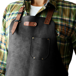 Leather Bib <b>Apron</b> With Pockets Durable Classic Work <b>Apron</b> For Cooking Daily Use - Product Image 2