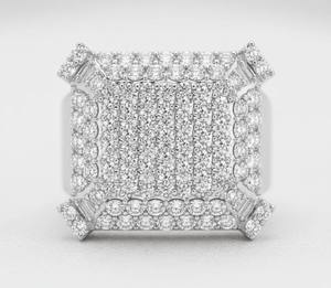 Solid 10K 14K Gold Mens Hip Hop <b>Ring</b> <b>Iced</b> Out Square Top Cluster Design 925 Sterling Silver Options Rapper Style Statement Band - Product Image 1