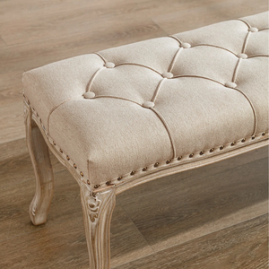 Beige OEM Linen Living Room Furniture Home Stool and Ottoman Classic Linen Solid Wood Foam <b>BENCH</b> MD07 - Product Image 3