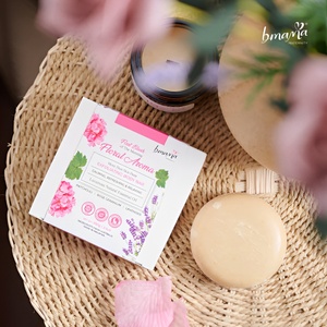 Savon corporel aromathérapeutique floral Bmama 100g, barre nettoyante exfoliante naturelle à base de plantes, lavande, rose, géranium, patchouli - Product Image 3