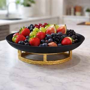 Bol de service ovale moderne en fer blanc de qualité supérieure pour fruits et collations, idéal pour les centres de table de mariage, Diwali et Ramadan - Product Image 4