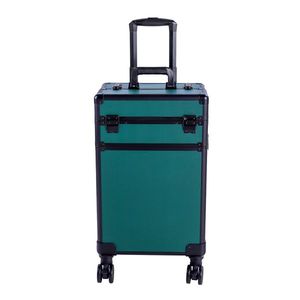4-in-1 Dark Green Draw Bar Style Interchangeable Aluminum Rolling Makeup Case - Product Image 6