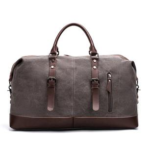 Sac de voyage en toile pour hommes, sac à main en cuir PU pour l'extérieur, sac de voyage, de fitness et de photographie, sac à main de grande capacité, sac à dos à bandoulière pour hommes - Product Image 2