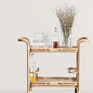 Wholesale handcrafted hotel food and wine serving carts made from natural rattan. - Product Image 5