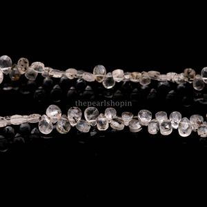 Cuentas de Cuarzo Natural en Forma de Pera Facetadas de 5x7mm, Cuentas de Cuarzo Rutilado al por Mayor, Hilo de Cuentas de Piedras Preciosas de 6 Pulgadas - Product Image 4