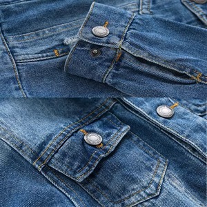 Veste en jean respirante à imprimé floral pour enfants, boutonnée, élégante, pour filles et garçons, vêtement d'extérieur tendance avec poches - Product Image 3