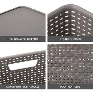 OEM Multi-Functional Household Storage <b>Basket</b> Eco-Friendly Injection <b>Plastic</b> Handle Rectangle Clothing Organizer for Wholesale - Product Image 3