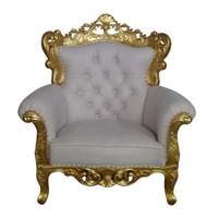 Canapé de style français une place en bois d'acajou, mobilier de style baroque, fauteuil rembourré en feuille d'or pour salon