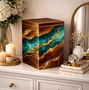 Handmade Wooden Cremation Urn – Green Resin River <b>Memorial</b> Keepsake <b>Box</b> Ocean Heart Resin Wooden Cremation Urn Handmade Ocean Wa - Product Image 6