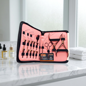 Kit d'outils pour extensions de cheveux plaqués or rose, avec pinces, boucles et ciseaux, outils de coiffure - Product Image 3