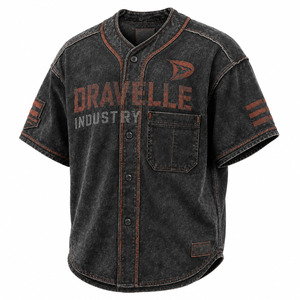Maillot de baseball Dravelle Industry pour garçons, manches courtes, boutons sur le devant, en polyester délavé, impression de logo, nom d'équipe personnalisé - Product Image 3