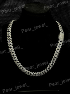 Collar de Cadena Cubana con Incrustaciones de Moissanita, Plata de Ley 925, Bañado en Rodio, Estilo Hip Hop Miami, Unisex, Regalo de Aniversario - Product Image 4