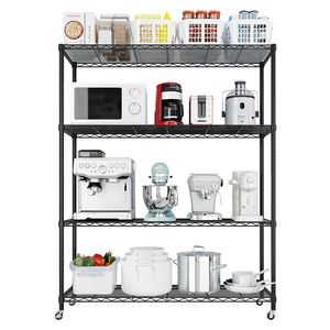 Scaffali Metallici Resistenti per Stoccaggio, Unità con Ripiani in Filo Metallico da 117 cm di Larghezza, Capacità 363 kg, Certificati NSF, con Ruote Regolabili per Garage - Product Image 2