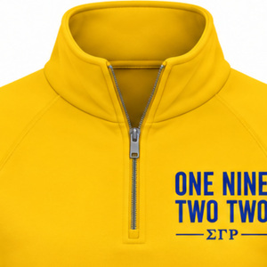 Sudadera con media cremallera amarilla para mujer de Sigma Gamma Rho, con letras griegas, estilo universitario, personalizada, moda casual para el campus - Product Image 6