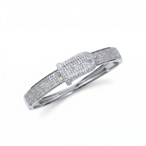 Iced Out <b>Belt</b> Buckle Bracelet <b>Gold</b> Plated Moissanite Diamond <b>Belt</b> Buckle Bangle for Women Luxury Paved Tennis Bracelet - Product Image 4