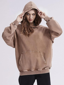 Sweat-shirt à capuche oversize pour homme en coton French Terry, couleur unie, avec poches, respirant, coupe décontractée, style streetwear automne - Product Image 5
